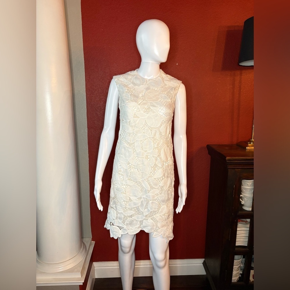 SIMKHAI Mickie guipure lace dress in Natural White. Size See Measurements